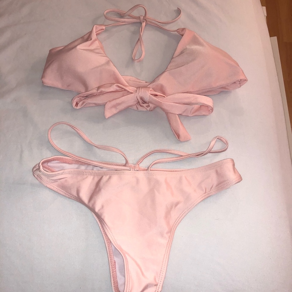baby pink tie bikini